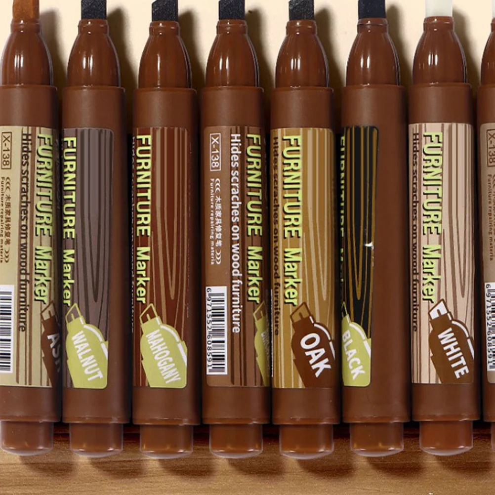 7Pcs Wood Scratch Repair Markers Touch-Up Pens for Furniture Fast Drying Stain Match Precision Tip Repair Kit for Table Chair