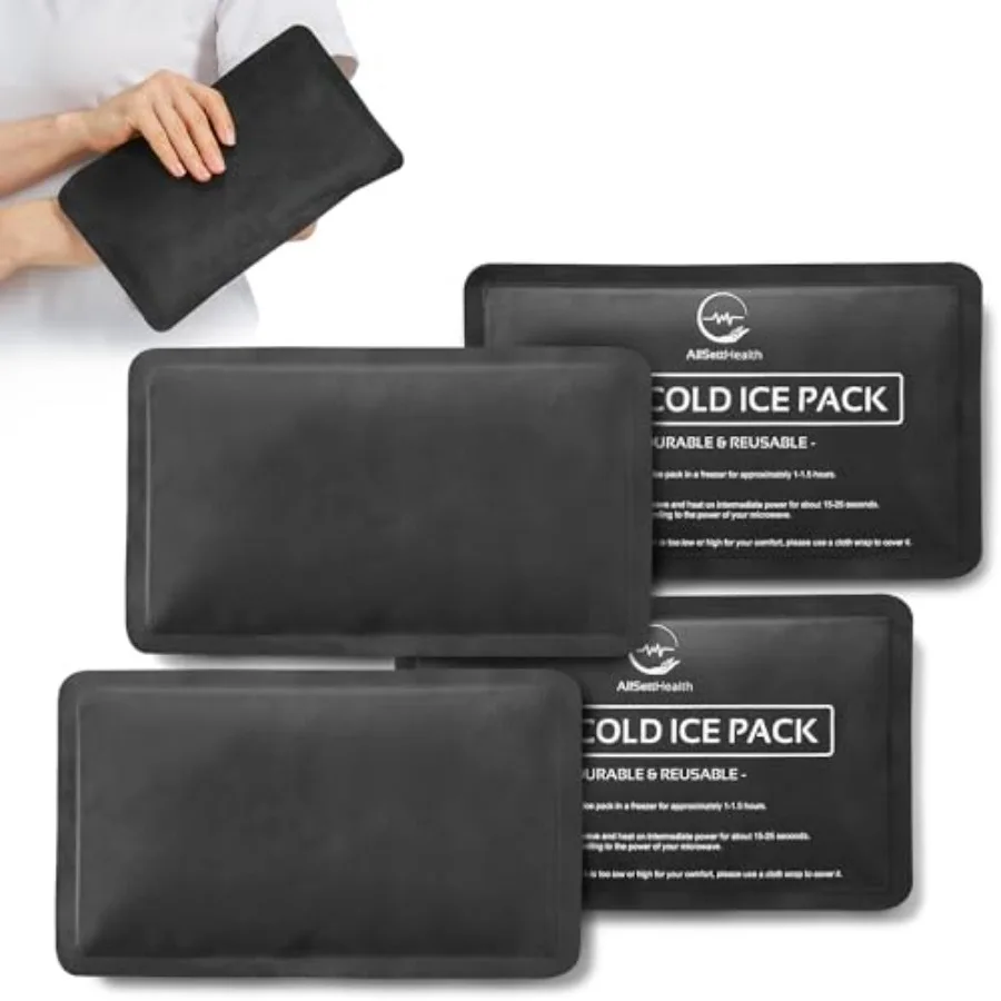 

4 Pack Ice for Injuries - Ice Pack Fabric Flexible Hot and Cold Ice Pack Set- Cold for Injuries, Knee, Back, Neck Pa - 10 x 6,