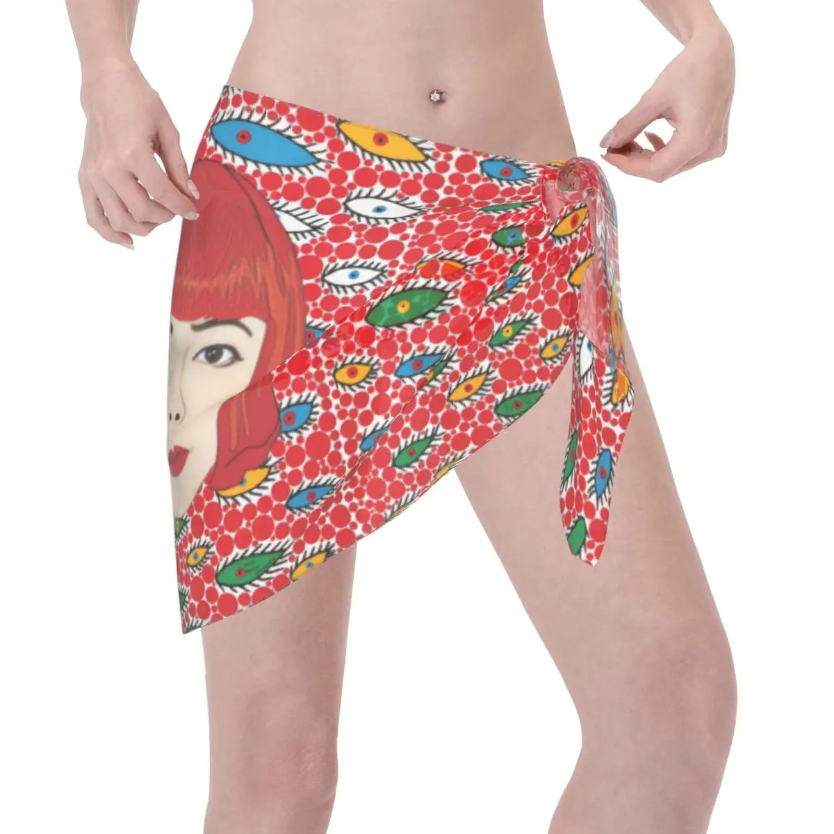 Personalizado yayoi kusama feminino curto sarongs praia envoltório praia bikini envoltório jardim de mulheres em florescer juventude sarongs maiô cobrir