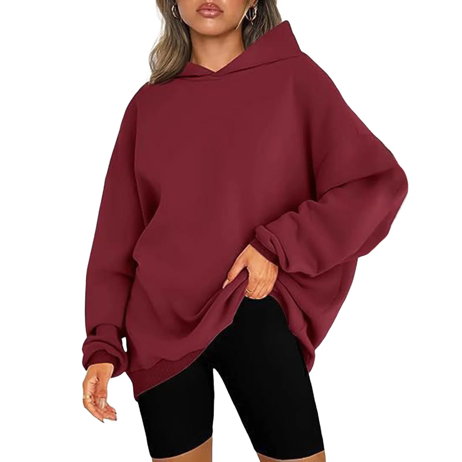 

Solid Color Pullover Hoodie Fine Workmanship and Stylish Skin-Friendly Hoodie for Women's Valentine's Day Gifts