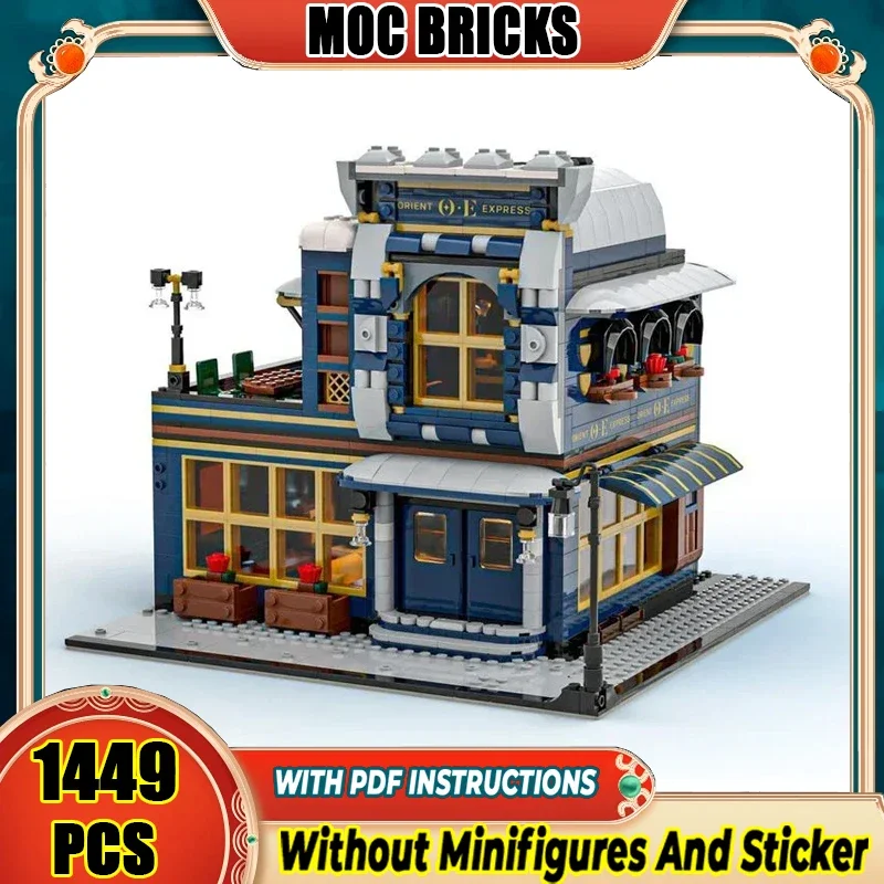 

City Street View Model Moc Building Bricks Corner Restaurant Technology Modular Blocks Gifts Christmas Toys DIY Sets Assembly