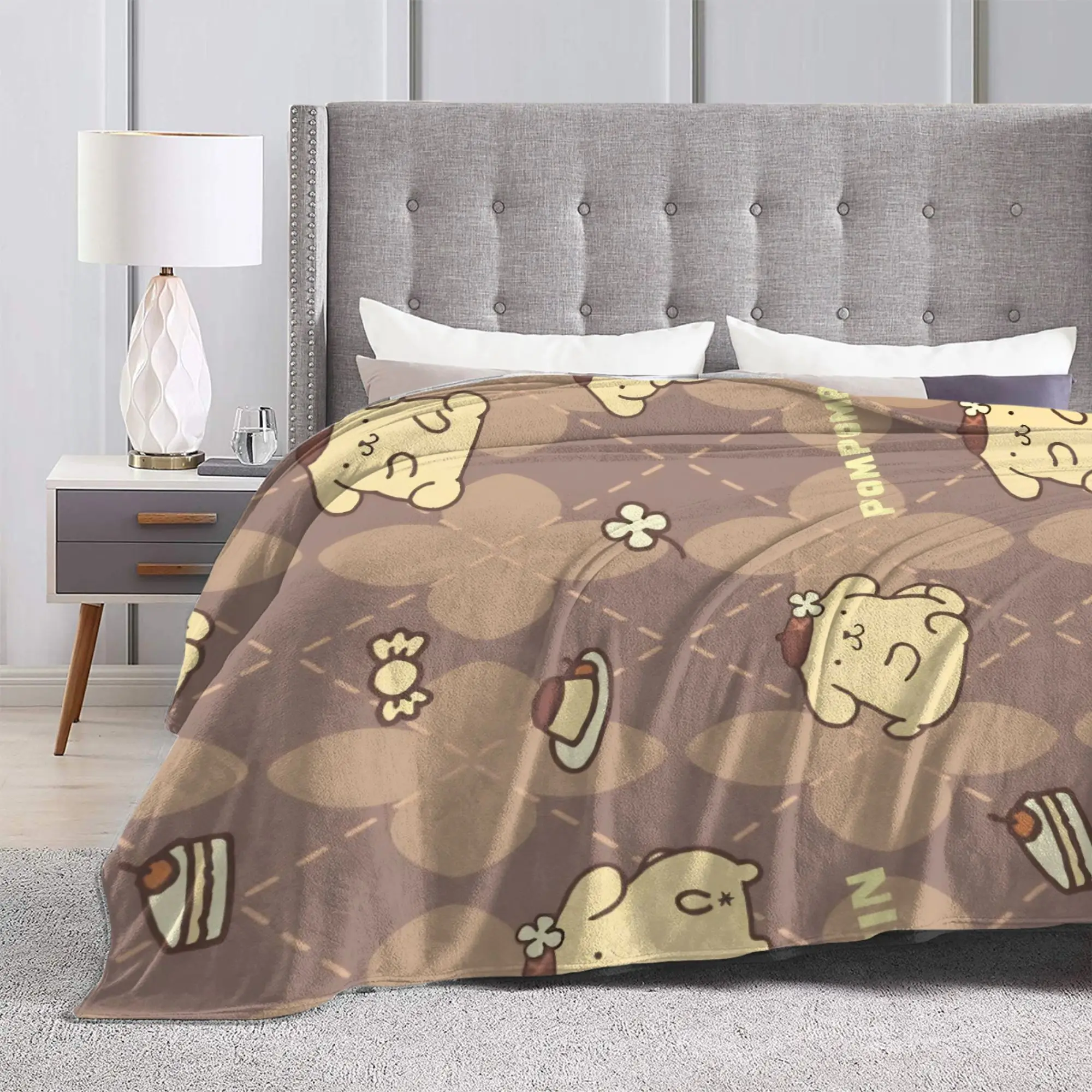 Pompompurins Dessert Dog Candy Blanket Fleece Spring/Autumn  Breathable Super Soft Throw Blanket for Bedding Travel Bedspread