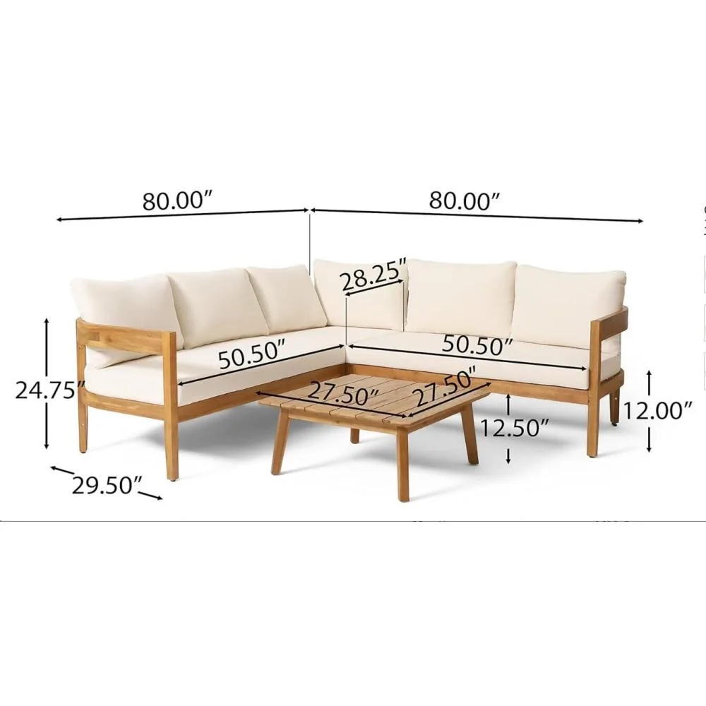 Set di mobili da giardino per esterni Set tavolo da divano in teak+beige