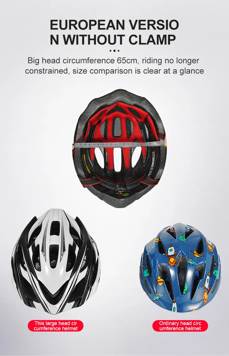 Horntour Großer Kopfumfang 65 cm Fahrradhelm Reiten Licht Racing Straße Fahrradhelm Männer Frauen Outdoor Bicicleta Helm – Detail 4