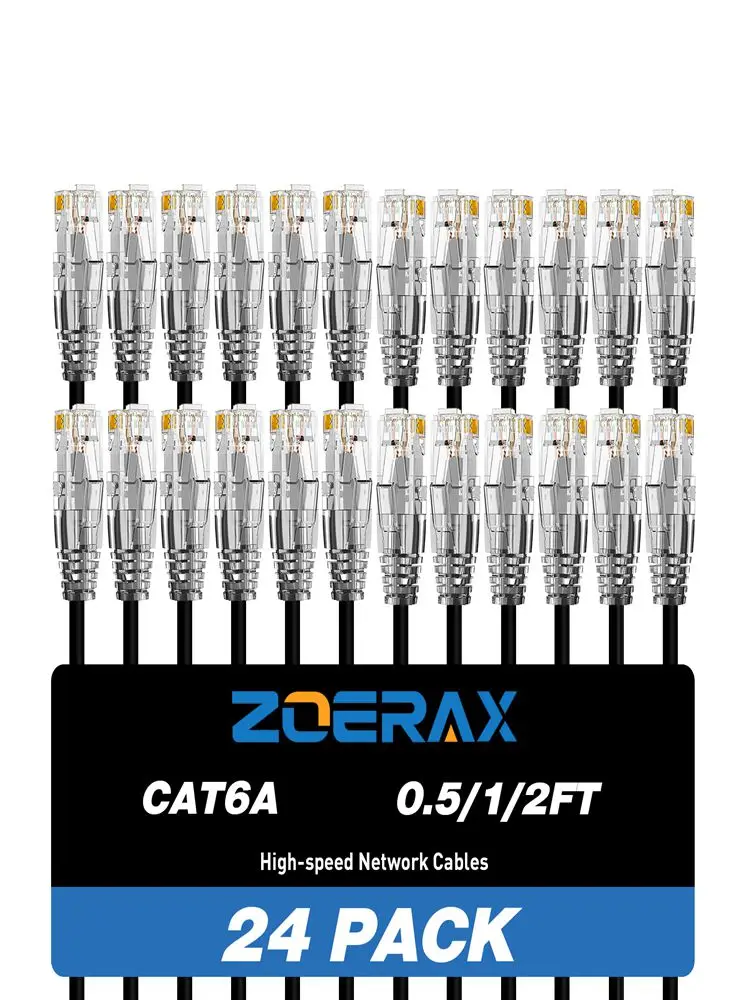 ZoeRax RJ45 CAT6A CAT6 Ethernet-Patchkabel 10Gbps PoE LAN-Kabel 28AWG UTP LAN-Leitung für Patchpanel PC TV Router Tablet