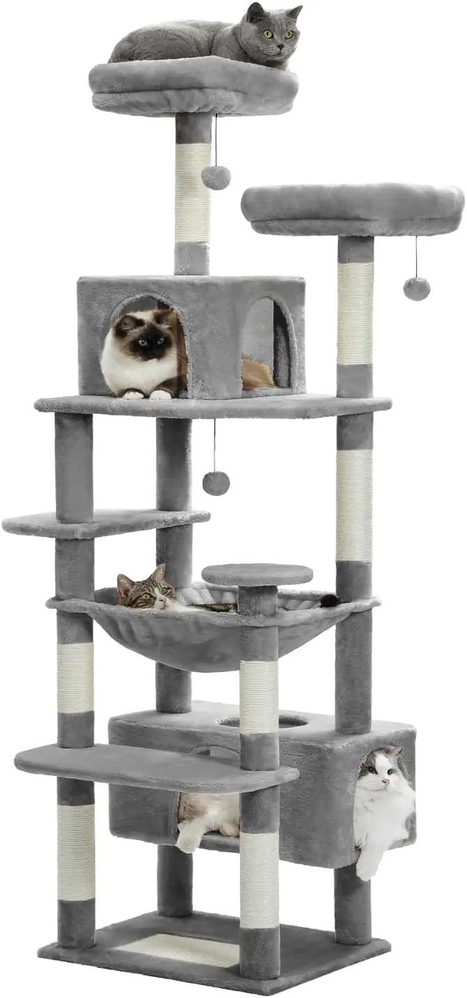 

PAWZ Road Large 72 Inch Cat Tree and Tower for Indoor Cats - With Sisal-Covered Scratching Posts, Padded Perches, Condos,