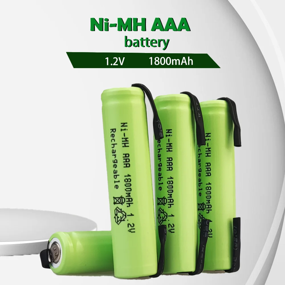 

AAA 1.2V 1800mAh Rechargeable Battery Ni-Mh Cell With Solder Tabs new Original Toothbrush Electric Shaver For Philips Braun