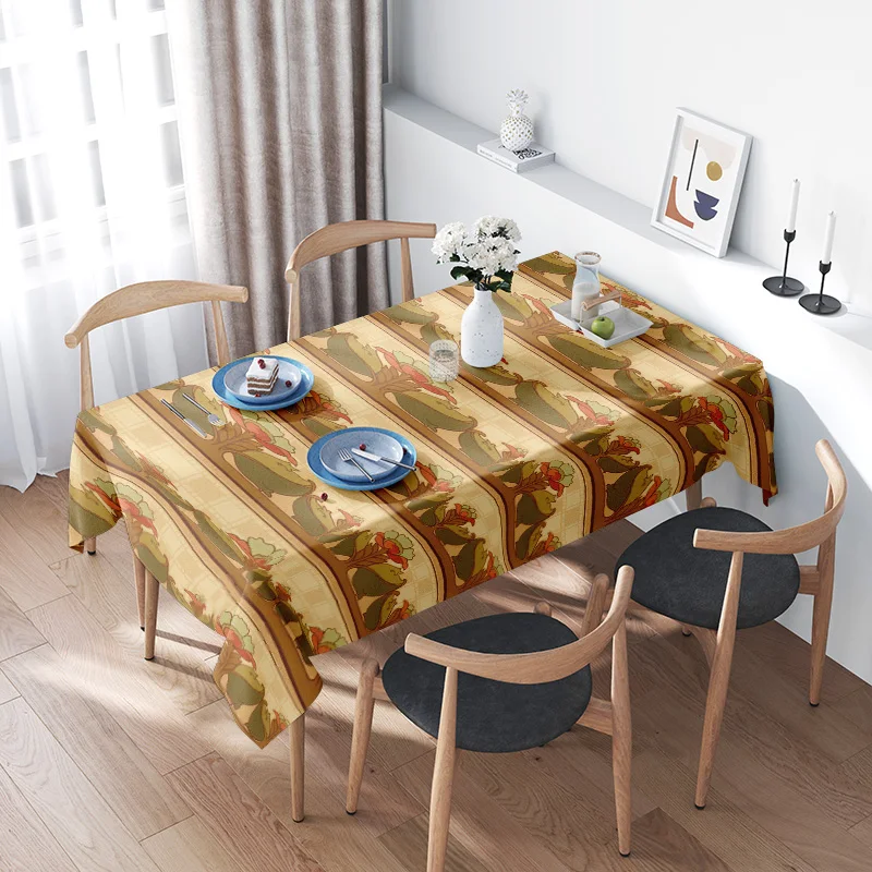 

Vintage Floral Printed Tablecloth - Decorative Square Home Textiles for Dining Room - 160x245cm (Beige) by HuiYan Store.