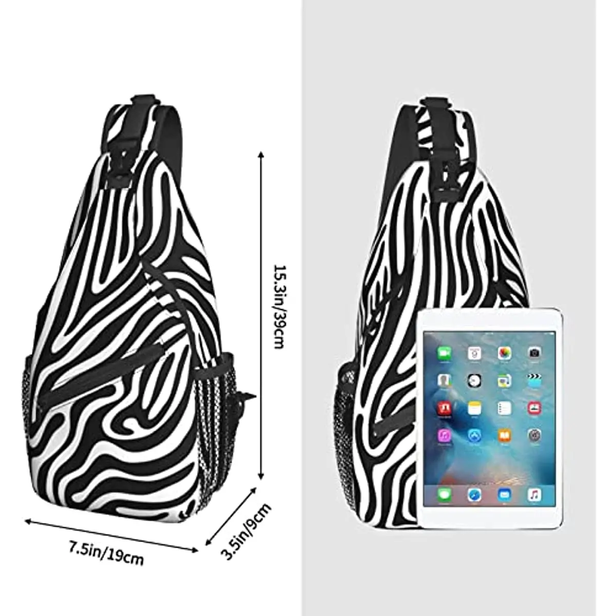 Mochila Zebra Pattern Sling para homens e mulheres, Crossbody Sling Bag, Mochilas para caminhadas de viagem, mochila casual unissex