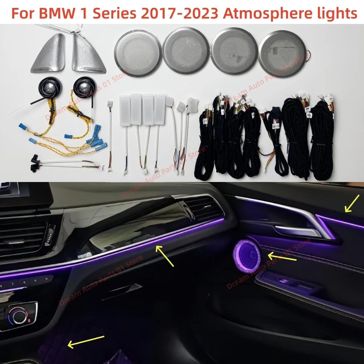 For BMW 1 Series Ambience Light Automotive lighting upgrade luminescent mid-tone Cover plate Auto part Interior trim strip new