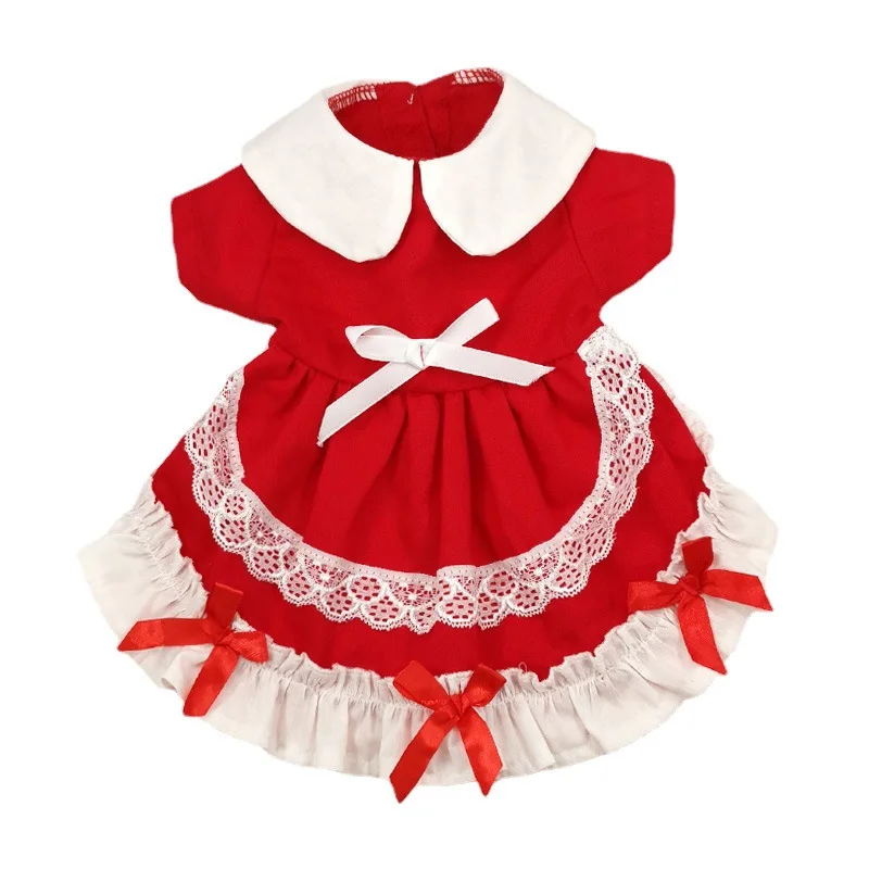 Pet Christmas Maid Dress Dog Clothes Cute Lace Cake Dress Sweet and Lovely Pet Clothes Cat Dress Dog Dresses for Small Dogs