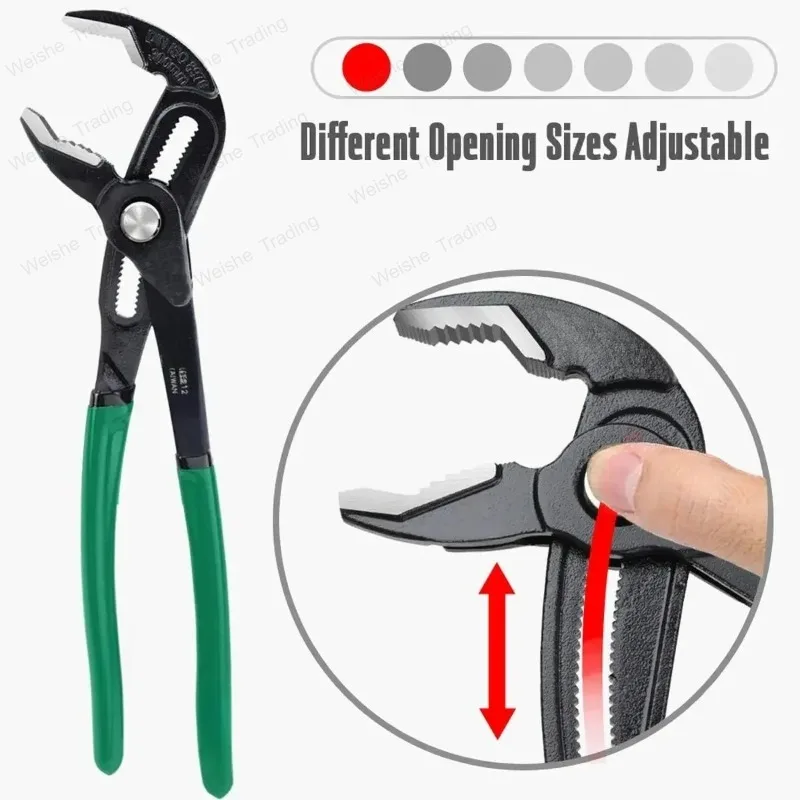 12-speed quick-adjusting water pump pliers, large-opening multi-purpose water pipe pliers, pipe pliers, push-button type