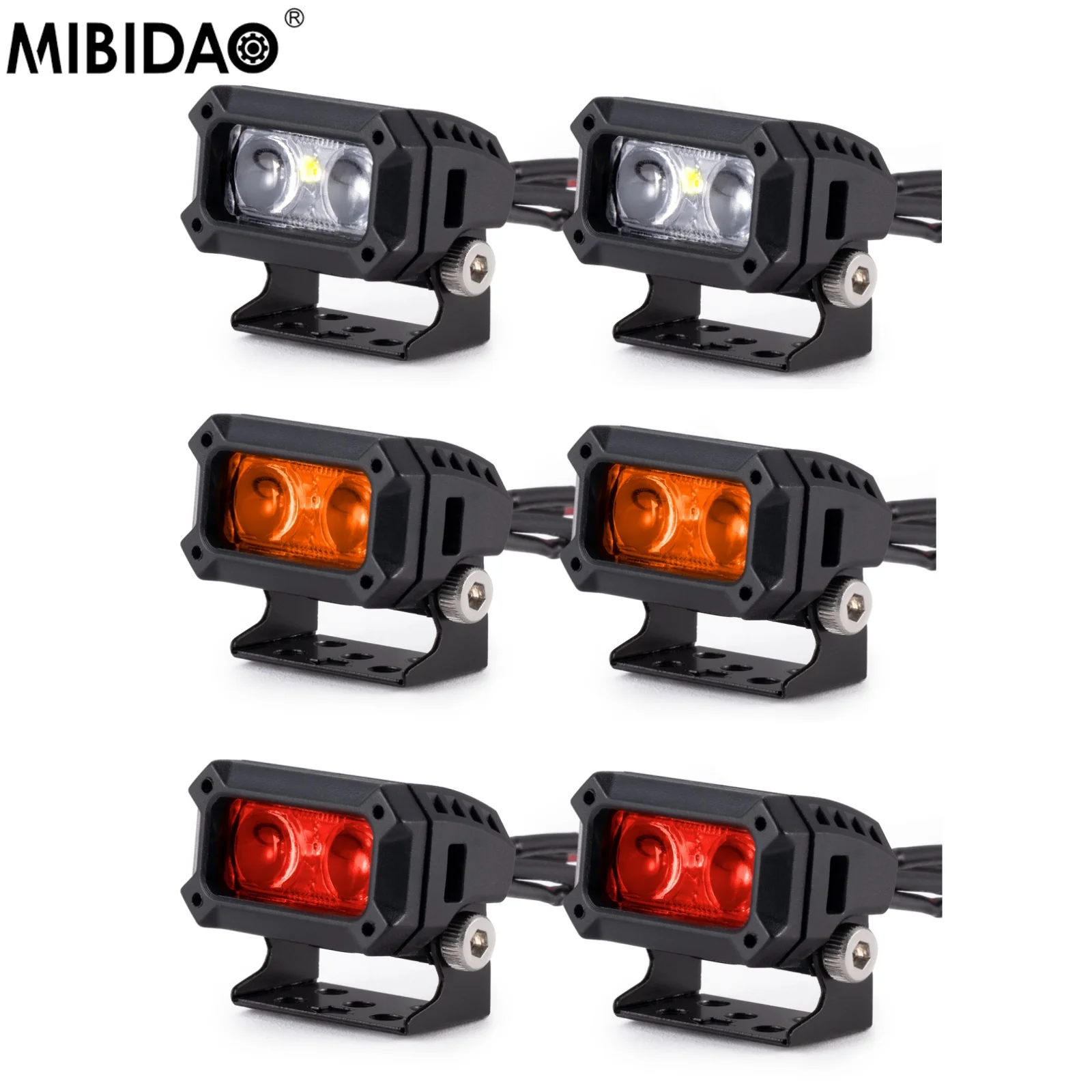 MIBIDAO 2Pcs RC Car LED Light Spotlight for 1/10Traxxas TRX4 Axial SCX10 RC Crawler Car Upgrade Parts