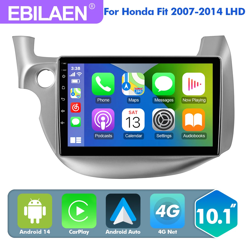 

EBILAEN 10.1"Android 14 Car Radio For HONDA FIT JAZZ 2007-2013 LHD Multimedia Player Carplay Android auto radio AI voice control