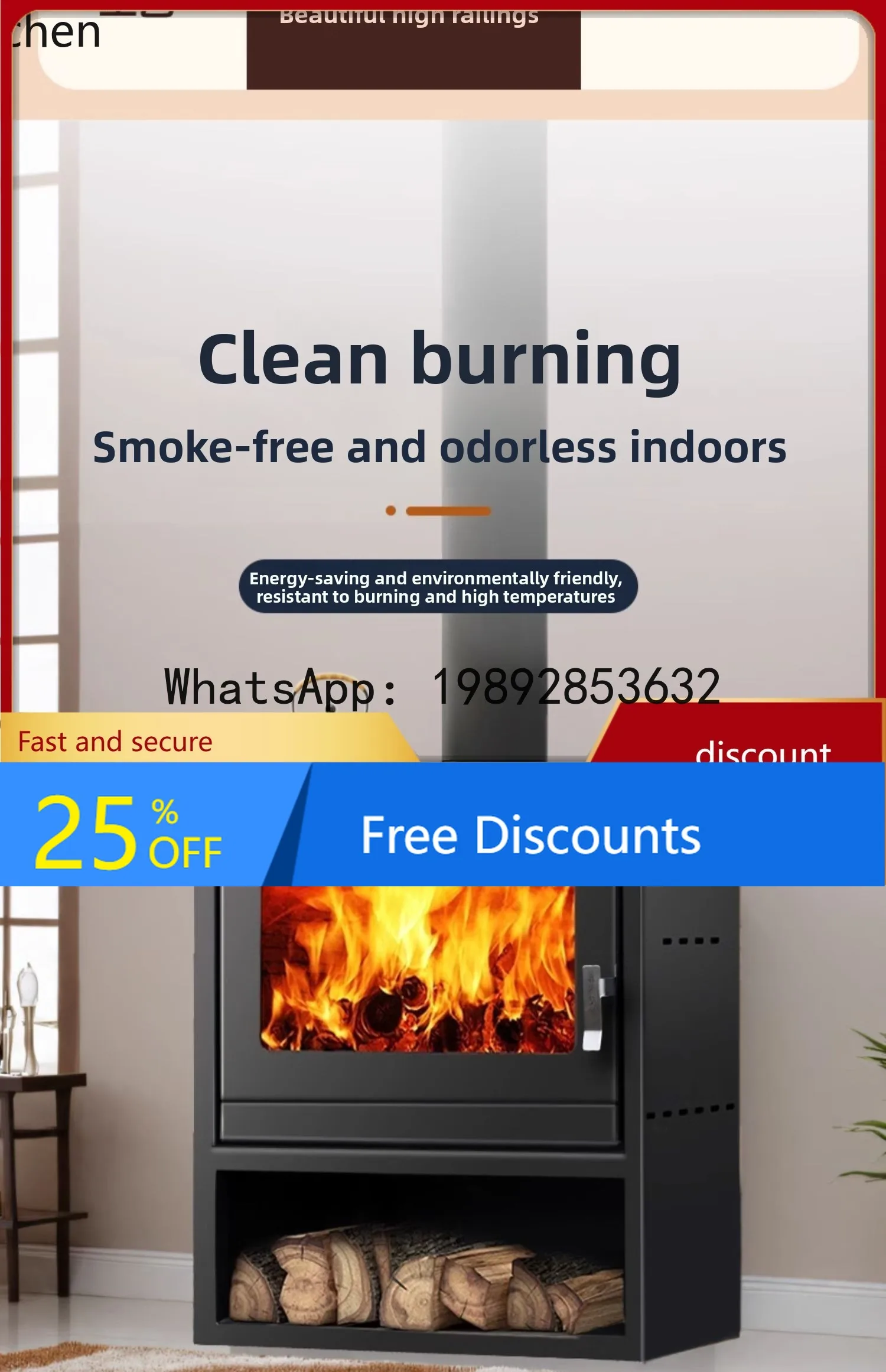AB   Fireplace Home Living Room Heating Stove Villa Homestay Artisan Fireplace