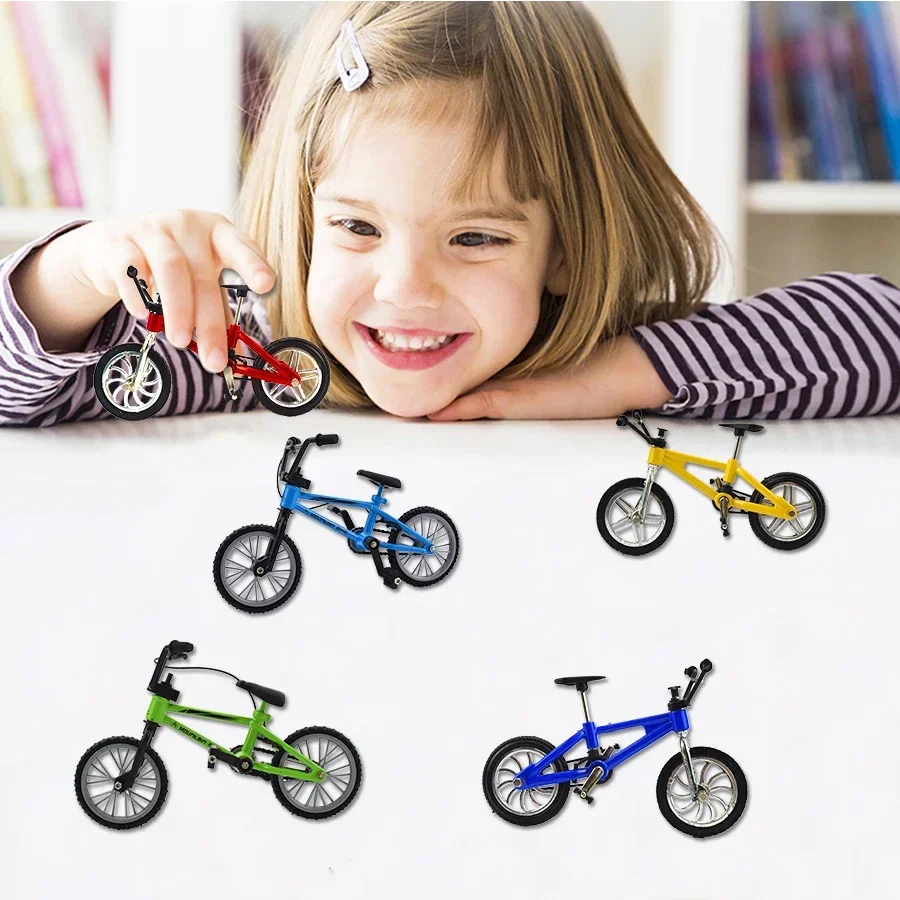 Mini Finger Mountain Bikes Diecast Nickel Alloy Stents Finger Bicycle Kid Novelty Gag Toys Model Mini Portable Bike for Children