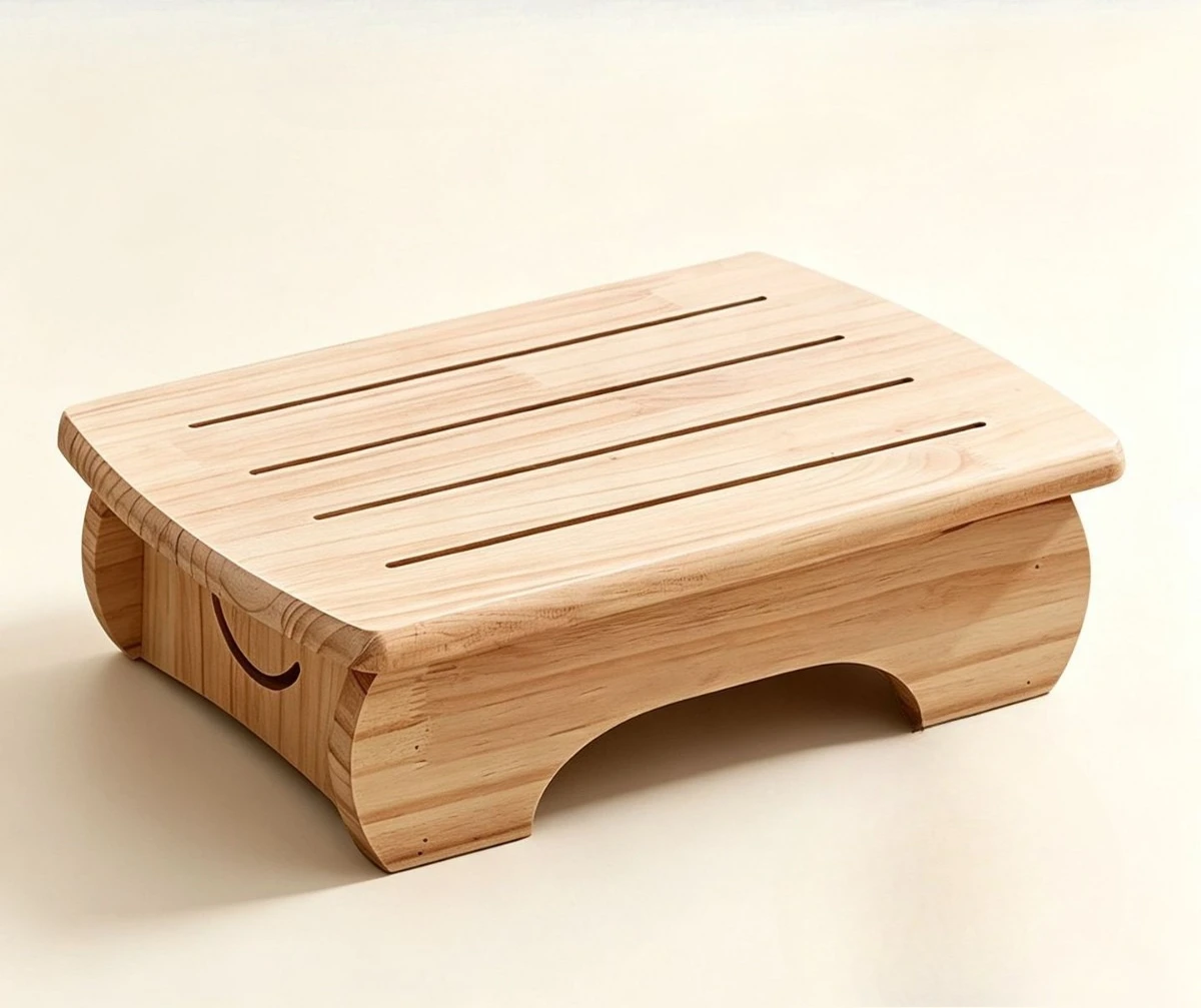 Footrest Under Desk - เก้าอี้ไม้พร้อมที่วางเท้าที่มั่นคง ดีไซน์ที่เป็นมิตรต่อการจัดเก็บ ที่วางเท้าใต้โต๊ะ เหมาะสำหรับห้องขนาดเล็ก
