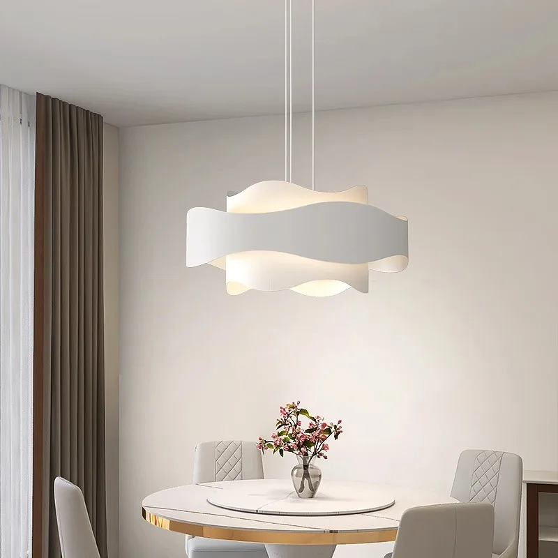 Nordic Simple Wave Chandelier Dining Room Bedroom Lamp Modern Decoration Home Lustre Design Lighting Pendant Light LED Fixtures