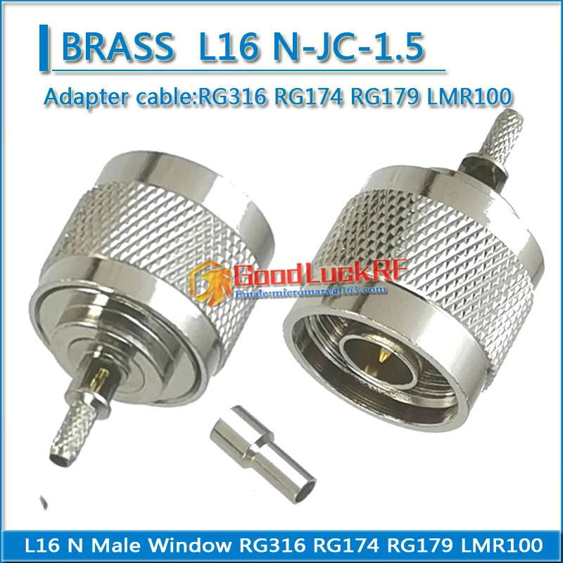 

L16 N Male Window Plug Crimp for RG316 RG174 RG179 LMR100 Brass Straight RF Coaxial Adapters