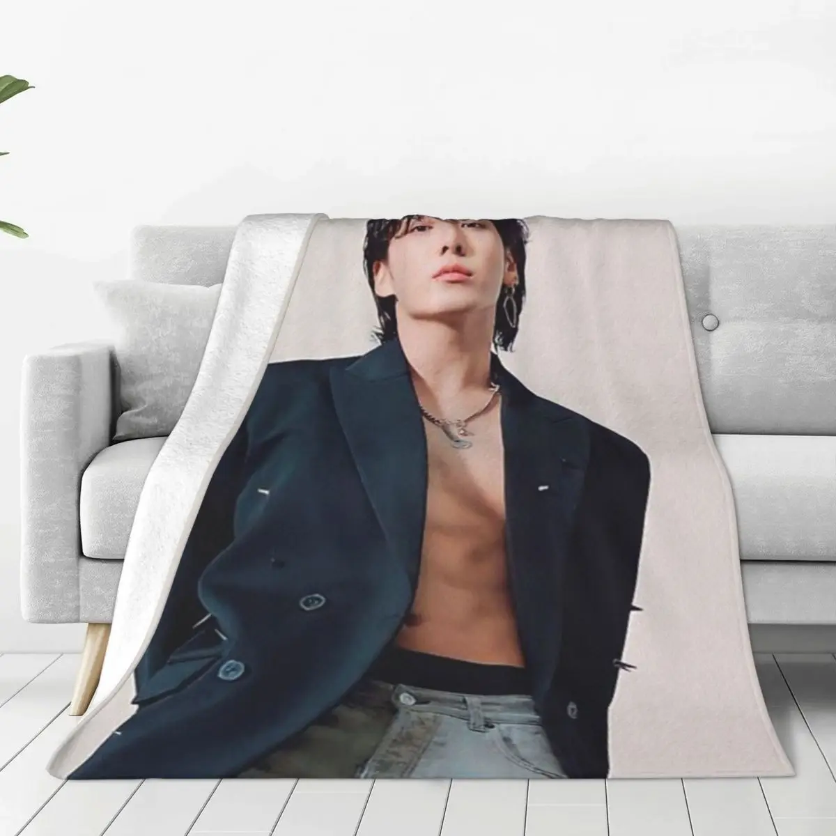 Kpop Jungkook Blanket Sofa Bedroom Bed Home Office Nap Blanket Car Travel Picnic Blankets Gift