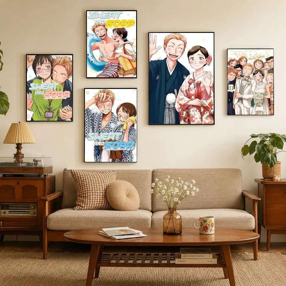 Cartoon S-Sweat And Soap Poster Self-adhesive Waterproof Paper Stickers For Wall Decoration In Bedrooms And Bar Rooms