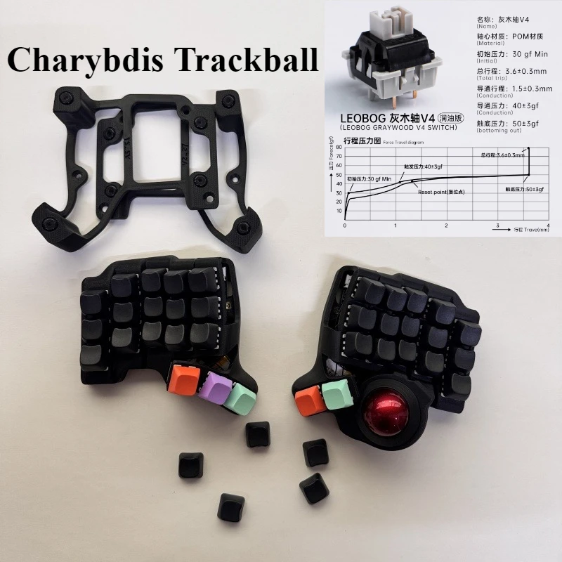 

Charybdis Split Keyboard Ergonomic Curved Trackball Keyboard Custom Hot Swap Bluetooth Wireless Wired Split Mechanical Keyboards