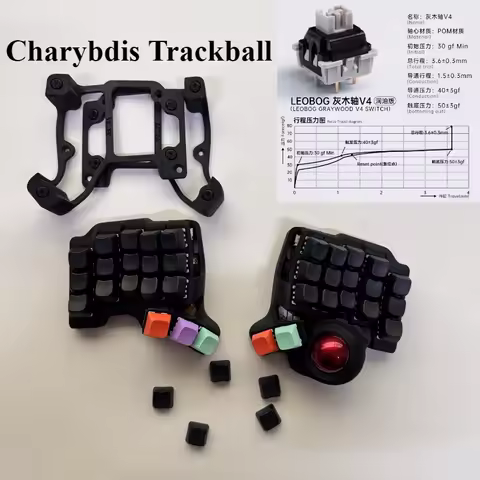 Charybdis Split Keyboard Ergonomic Curved Trackball Keyboard Custom Hot Swap Bluetooth Wireless Wired Split Mechanical Keyboards