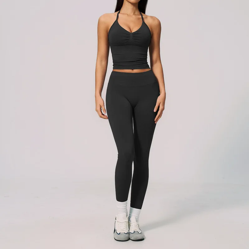 Yoga Suit For Women 2026 High Waist 2 Piece Yoga Outfit Slimming Shockproof Running Pants Leggings Gym Fitness Training Workout