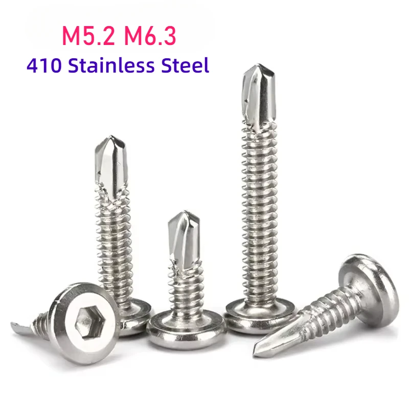 M5.2 M6.3 410 Stainless Steel Flat Head Hexagonal Chamfered Self Tapping Self Drilling Dovetail Screw Guardrail Special Screw