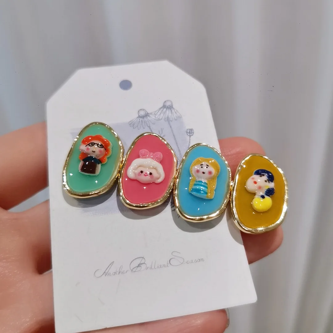 3187 Wholesale Summer Ice Cream Color Cute Cartoon Avatar Girl Hair Clip Side Clip Crystal Resin Handmade Hair Accessory Clip