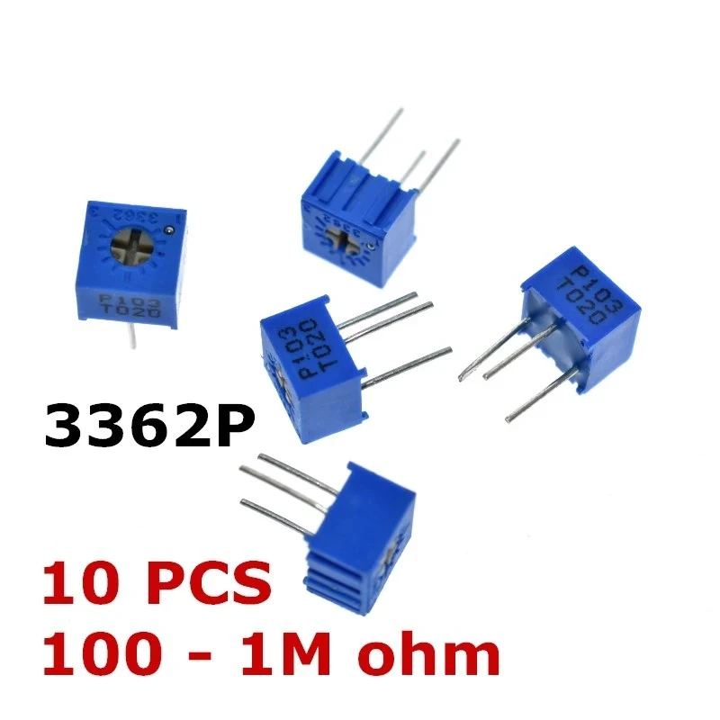 

3362P 10PCS101 201 501 102 202 502 103 203 503 104 204 504 105 Trimpo Trimmer Potentiometer 3362 500R 1K 2K 5K 10K 20K 50K 100K