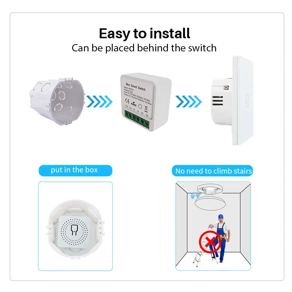 eWeLink 16A Mini DIY Wifi Smart Switch Support Two-way Control Smart Home Otomasi Bekerja Alexa Google Assistant Remote Control