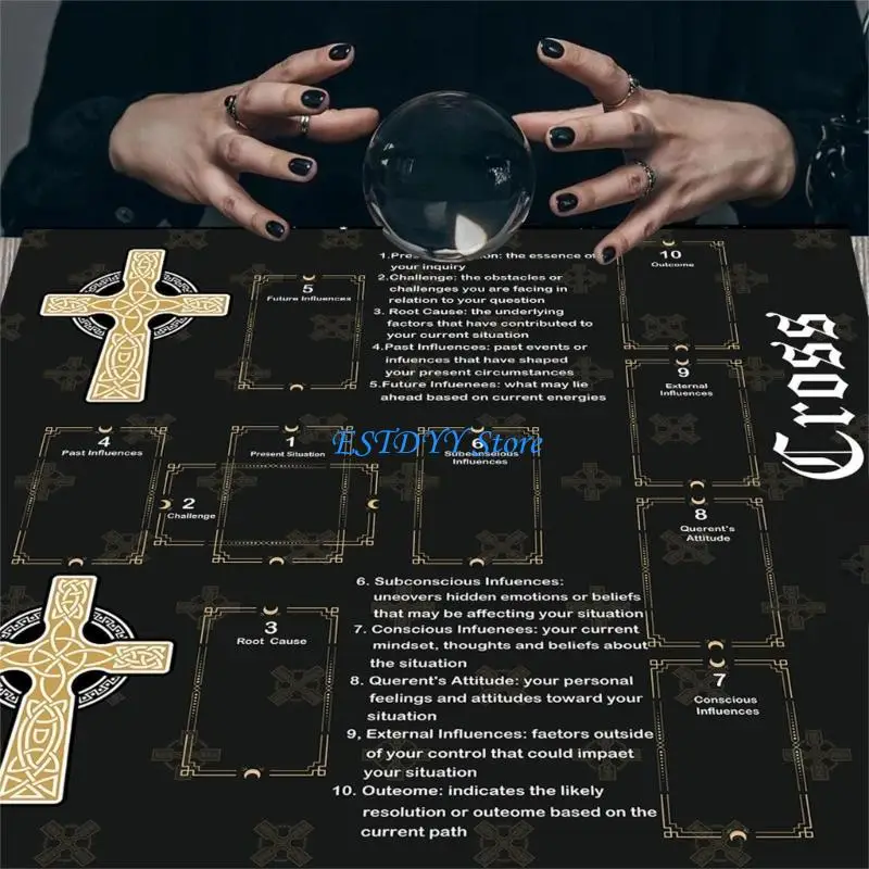G6DE Embroidered Velvets Divination Cloth Spiritual Ceremony Mats Portables Cloth
