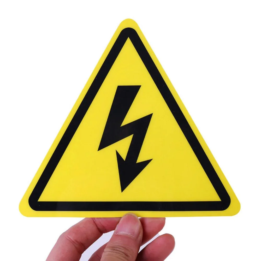 Yellow Warning Labels Hazardous Voltage Safety Signs Waterproof PVC Warning Signs Sticker for High Voltage Decal Logo Stickers