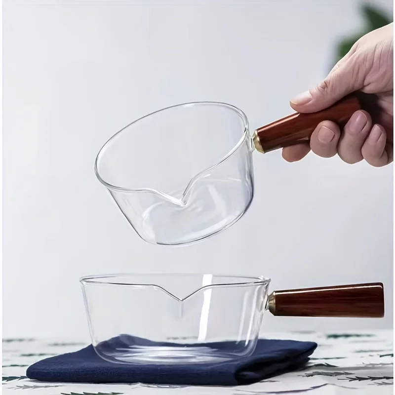 Multi-functional Glass Cooking Pots Milk Instant Noodle Pot Soup Pots Wooden Handle Open Flame Heating Kitchen Cookware Clay Pot