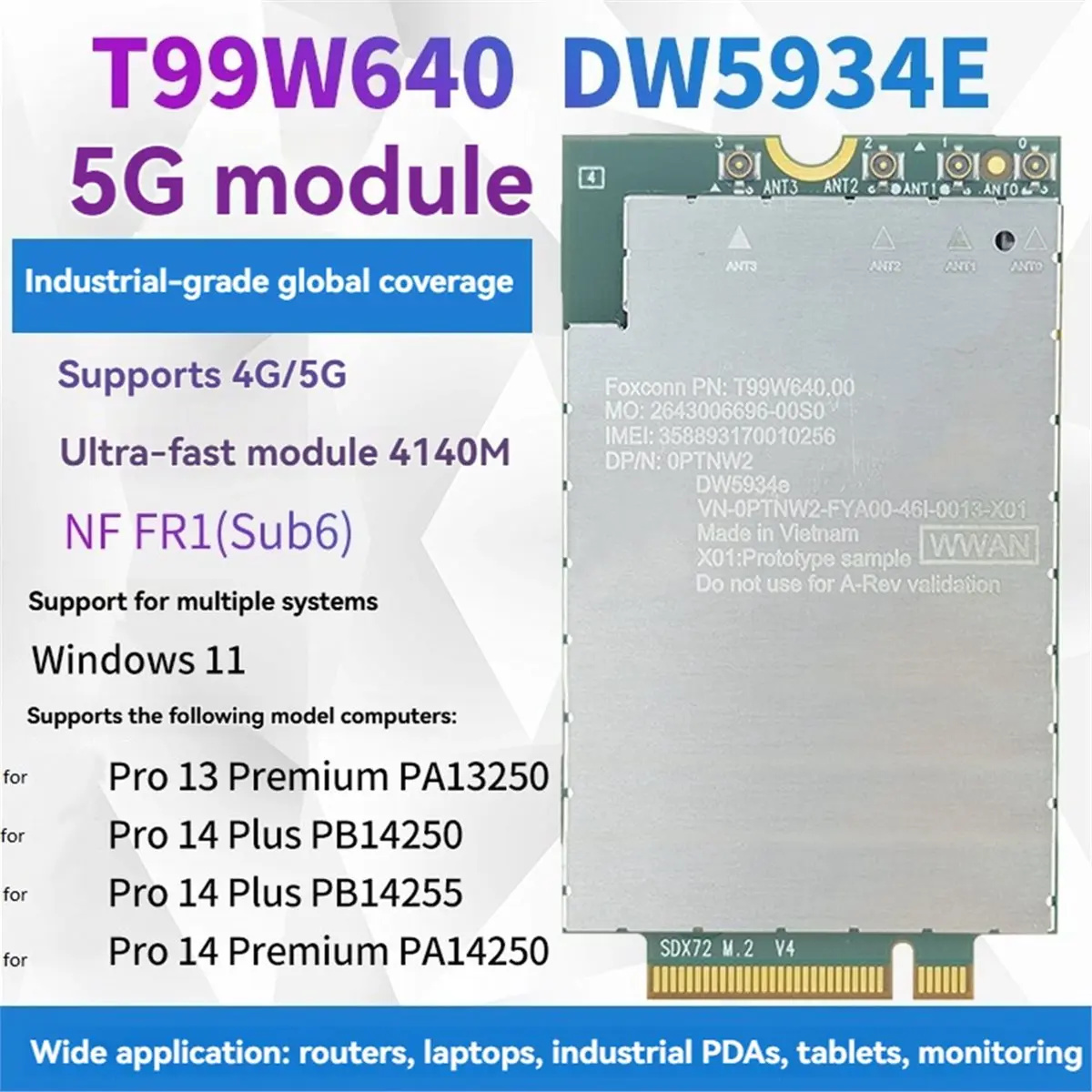 618 Mega Sale T99W640 DW5934e 4G 5G LTE Module 5G Network Card Wireless Mobile Modem LTE FDD/TDD 4140Mbps 5G Module