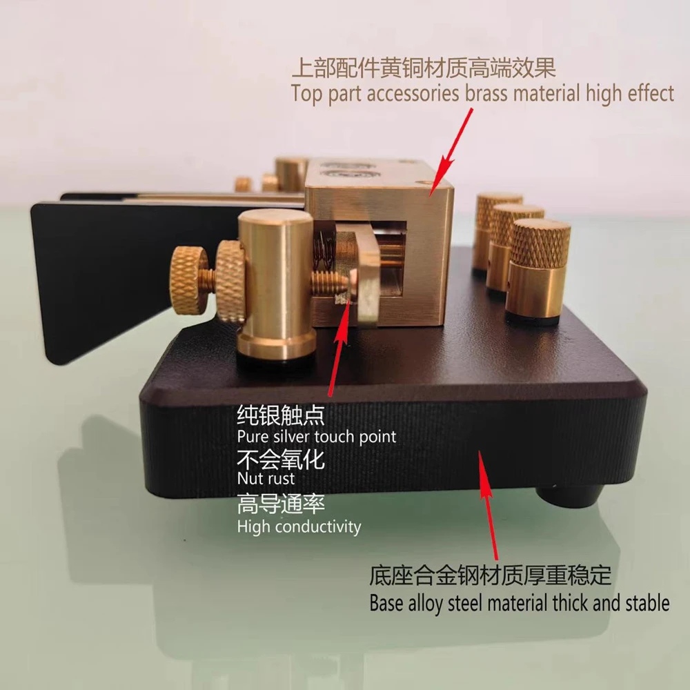 

MK-03 3.5mm Base Version Brass CW Morse Key Shortwave Radio Telegraph Automatic CW Key for Amateur Radio