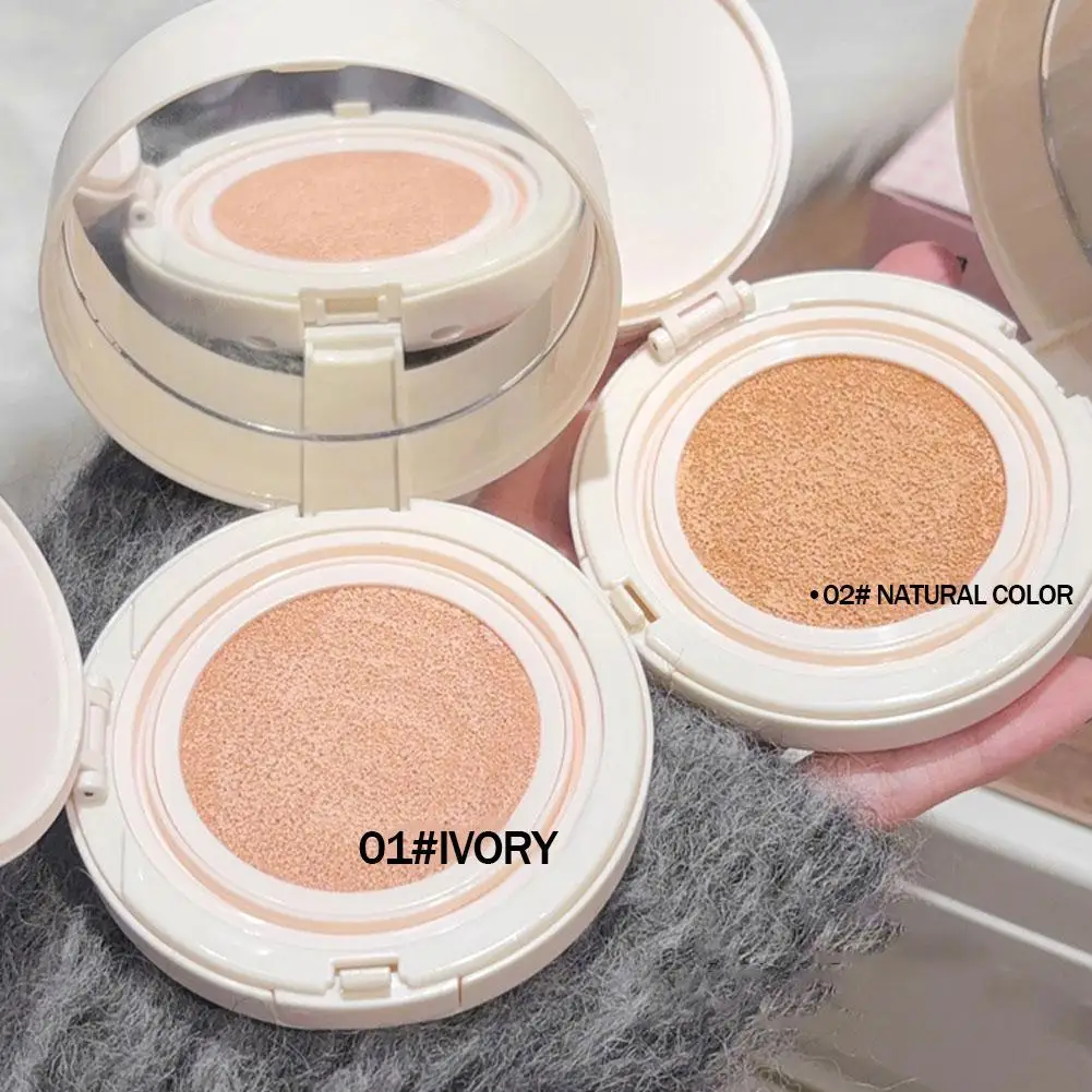 ใหม่ 2 In 1 Double Layer Face Powder Cushion ครีม Natural Lasting Brightening กันน้ํา Oil Control Liquid Foundation