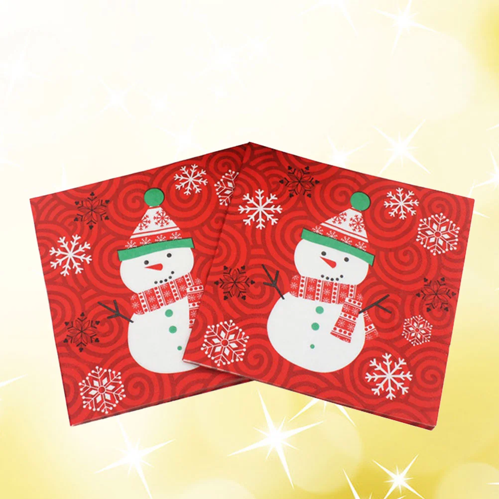 50 stuks kerstcocktailservetten sneeuwpop print houtpulp feestpapier diner decor kerstvakantie babyshower feestelijk