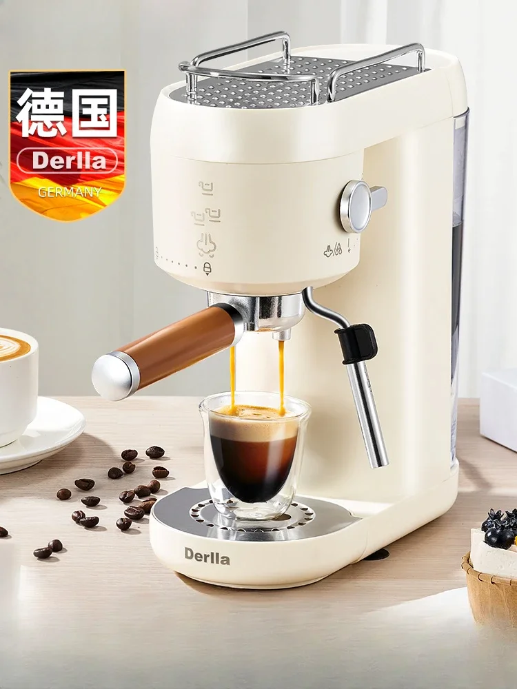 220V Compact Derlla Coffee Maker with Espresso and Milk Frother for Apartments and Offices