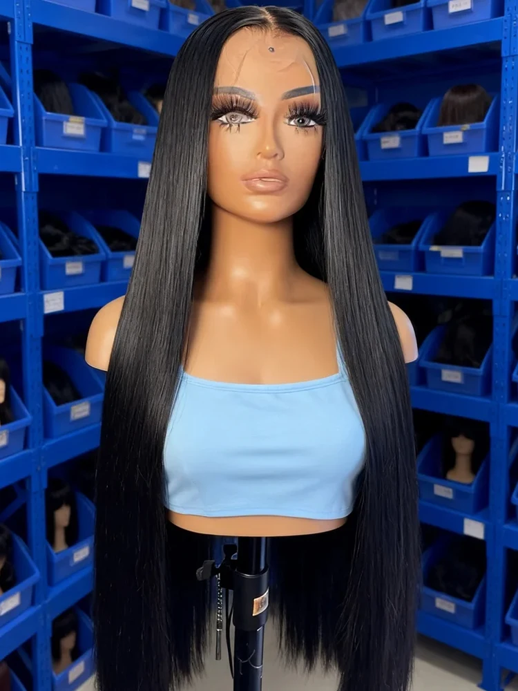 40 42 Inch 300 Density Silky Straight HD Lace Frontal Wig Pre Plucked Hairline Peruvian 13x4 13x6 Hd Bone Straight Transparent Lace Front Wig Human Hair Smooth Silky Long Straight Glueless Full Lace F