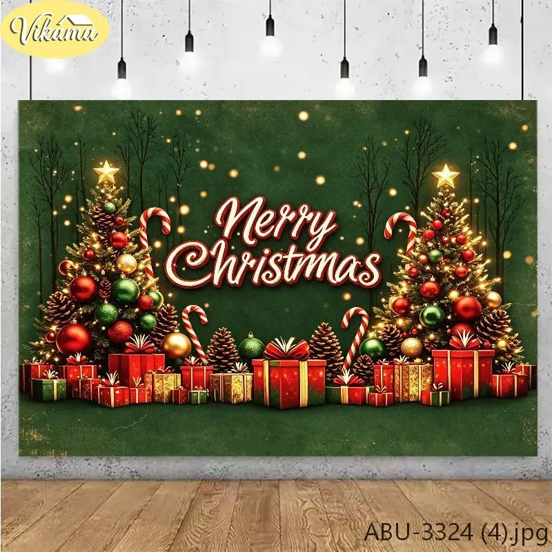 VIKAMA Christmas Tree Christmas Backdrop Tapestry Wall Hanging, Wall Art for Photo Studio Party Living Room Bedroom Decor