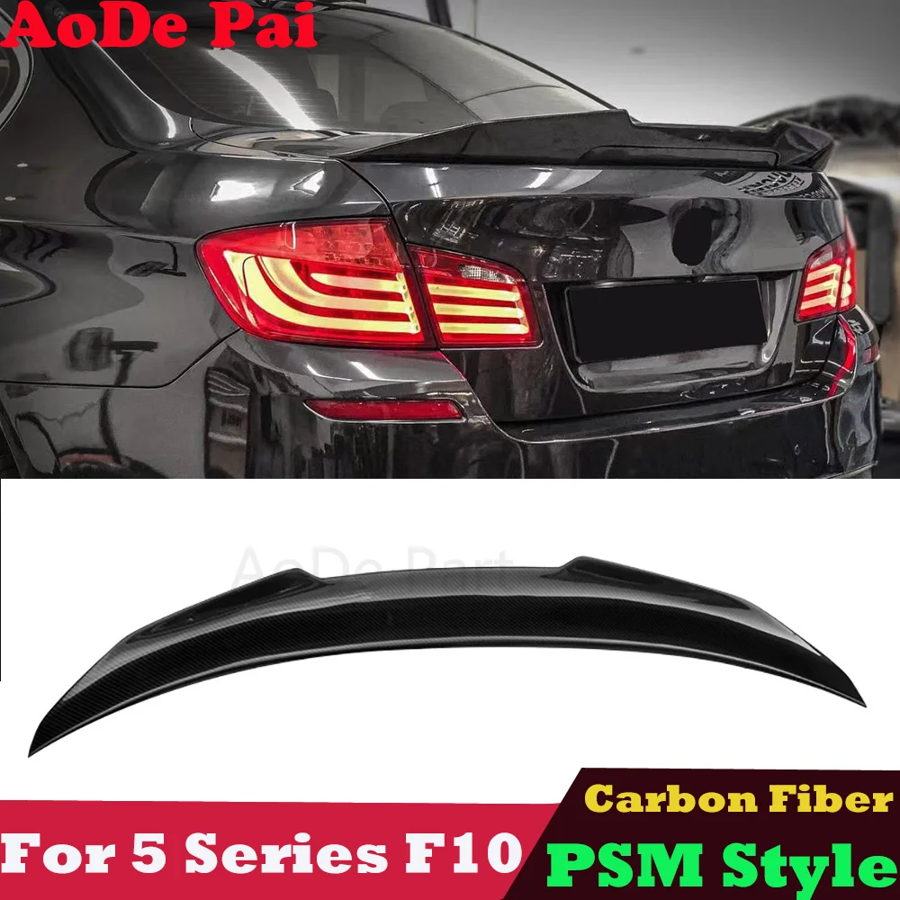 M5 F10 Spoiler High Kick PSM Style Rear Boot Trunk Wings Ducktail for BMW 5 Series 520i 523i 528i 530i 535i 550i Carbon Fiber