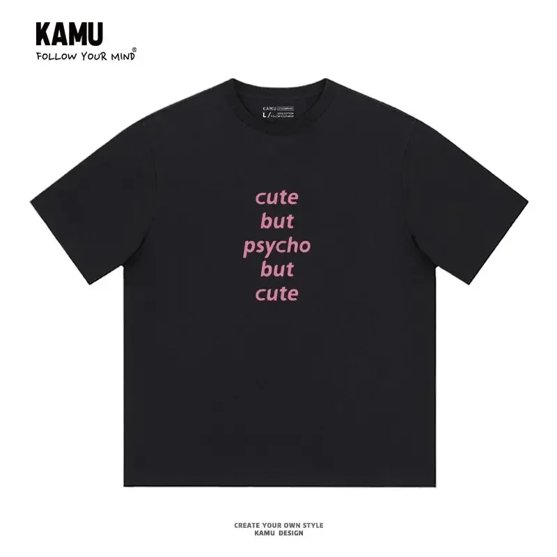 

Korean fashion cute but abnormal letter short sleeve T-shirt men and women same summer round neck