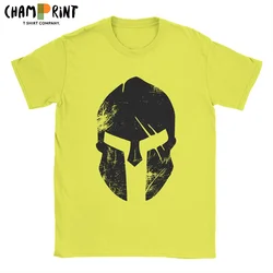 Spartan Helmet 300 Warrior Men's T Shirt Sparta Vintage Tee Shirt Short Sleeve Crewneck T-Shirt Pure Cotton Graphic Clothing