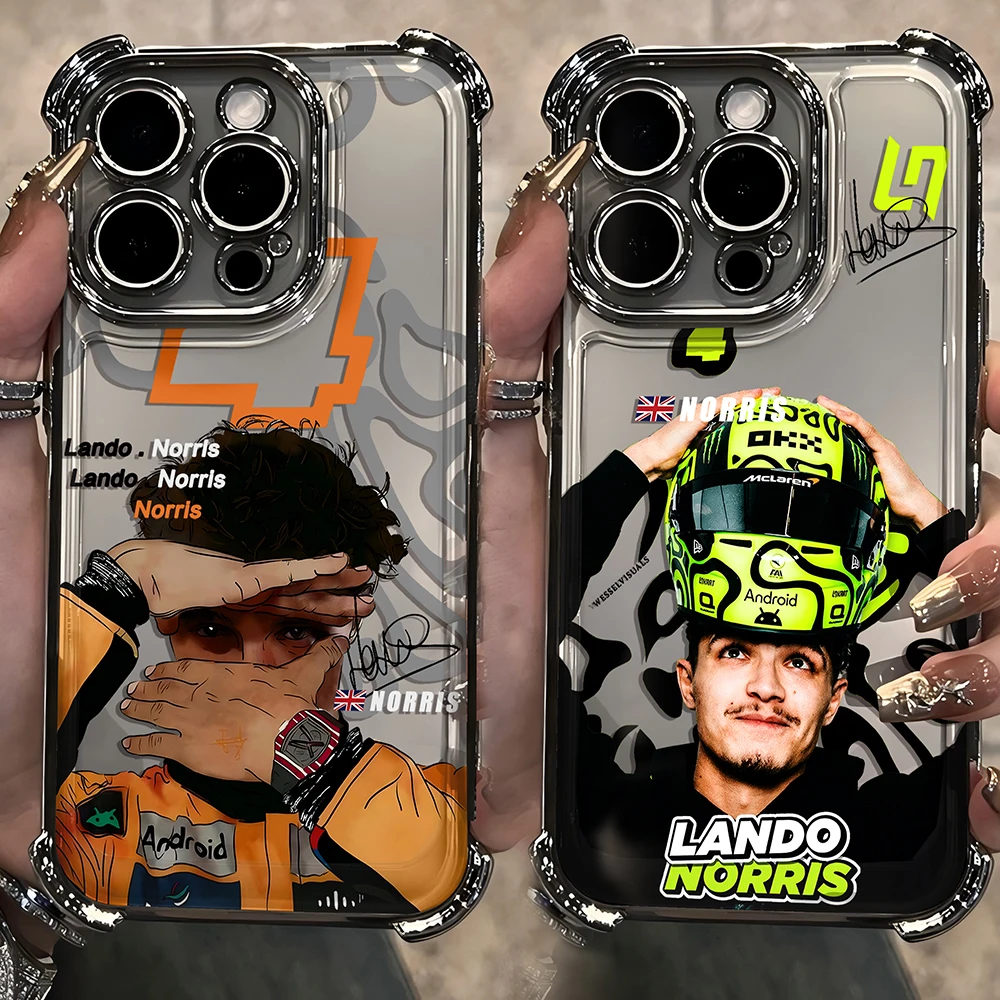 Capa de telefone revestida para iPhone 17 16e 16 15 14 13 12 11 Pro Max XR Mini Air Plus Anti-queda L-Lando Norris Airabag