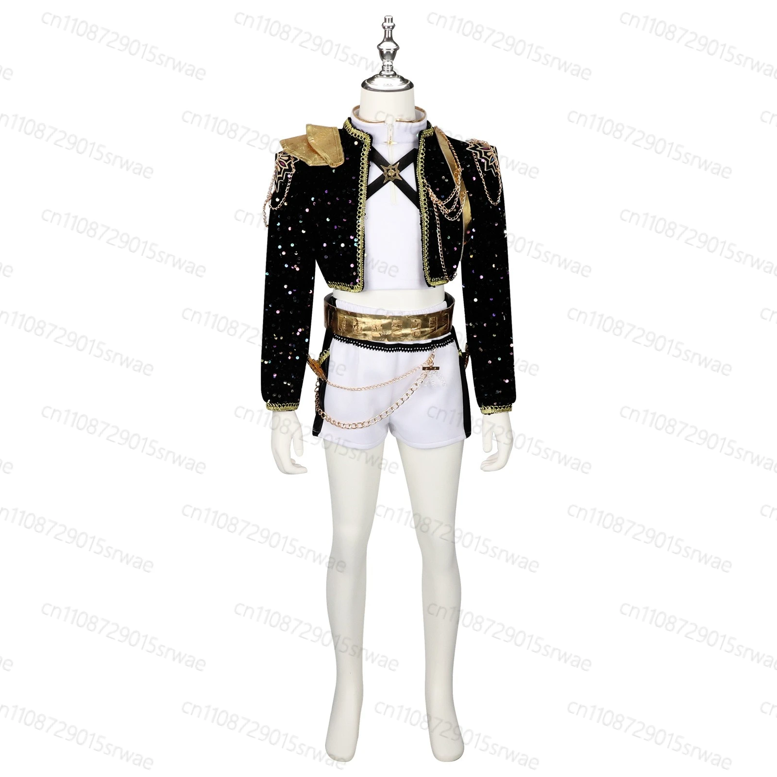 الكبار الاطفال Kpop شيطان الصيادين تأثيري حلي القوطية موحدة المرحلة الملابس الأسود الذهبي مجموعة فتاة المعبود لعب الأدوار زي