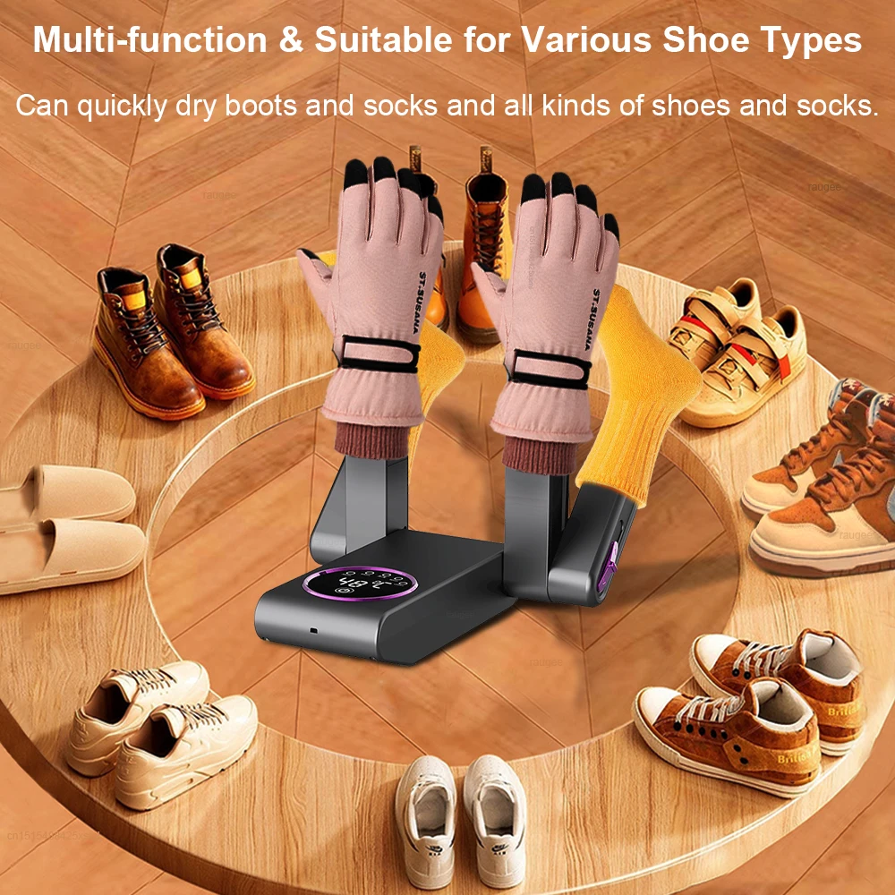 Shoe Dryer Portable Foldable Smart Timer Dryer Telescopic Adjustable Shoe Dryer Quick Drying Deodorizing Sterilizing Shoe Dryer