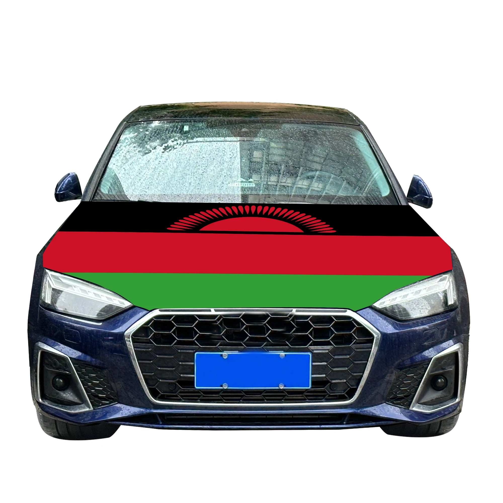 Malawi Car Hood Cover Flag  Universal Size Elastic Polyester 120x150cm for Car Decor