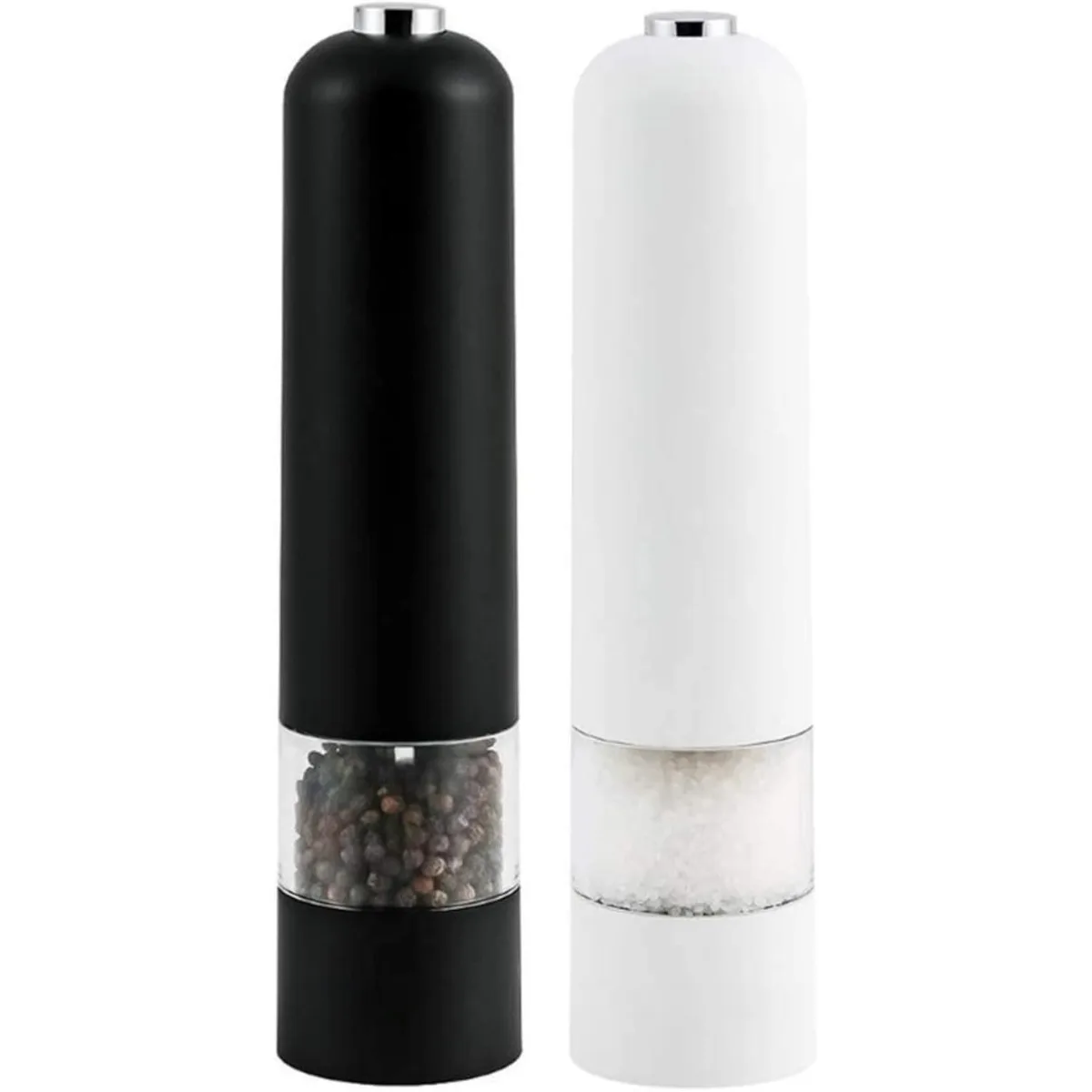 مطحنة ملح وفلفل كهربائية تعمل بالبطارية، عملية أوتوماتيكية بيد واحدة مع خشونة خفيفة وقابلة للتعديل #1